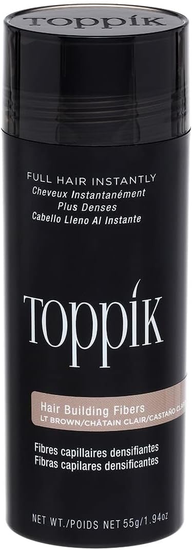 Toppik Hair Building Fibers with Premium Keratin Fibers Conceals Hair Thinning and Hair Loss for Fuller Looking Hair that Gives Completely Natural Look For Men and Women Light Brown, 55 Grams