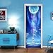 DNFurniture Door Sticker 3D Blue Style Anime Cartoon Cute Girl Couple 95X215Cm Originality Door Diy Sticker Paste Paper Decoration Self-Adhesive Vinyl Door Mural Child Boy Girl Wallpaper For Bedroom H