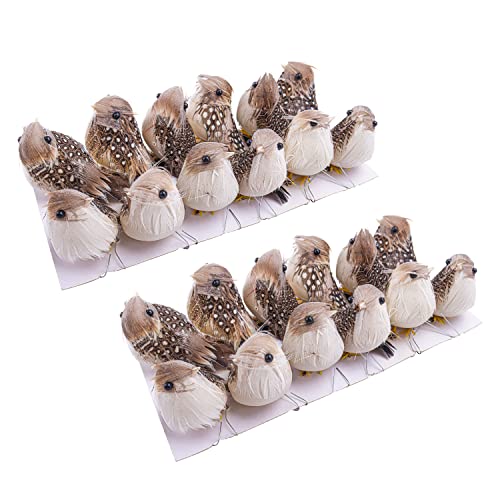 24 Pcs Artificial Simulation Birds Feather Mini Bird Decorative Fake Birds For Christmas Tree Craft Home Ornaments Garden Wedding Decoration (Set B) #TOP16
