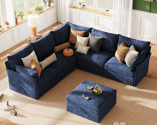 ABCASA Oversized L-Shaped Modular Sofa with Ottoman