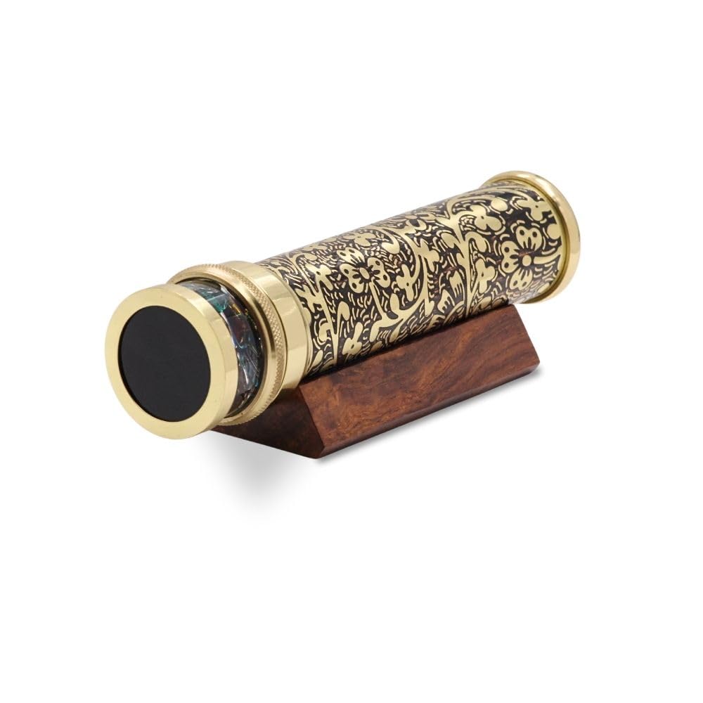 RII Kaléidoscope classique en laiton laqué gravé à la main, idéal pour quelqu'un de spécial, 17,8 x 3,8 cm