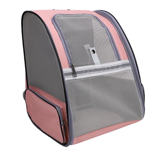 Naroote Mochila para Transporte de Animais de Estimação, Mochila Portátil Leve e Dobrável Respirável, Com Alças de Ombro Ergonômicas Acolchoadas para Viagens, Cinza (Rosa)