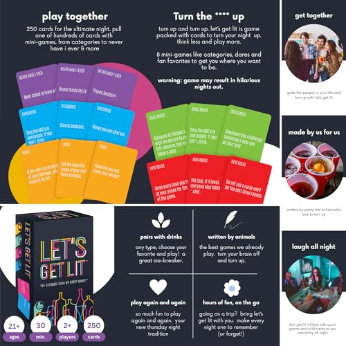 Let's Get Lit Drinking Game for Adults - Includes 8 Mini Drinking Games for Parties, Pregaming and Groups - Ages 21+, 2+ Players, 30 Minute Playtime, Made by Fitz - image 8