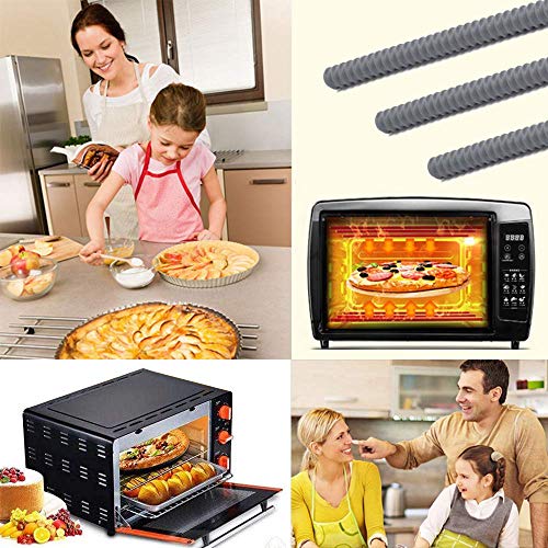 Emoly Silicone Oven Rack Shields - Portable 4 Pack Heat Resistant Silicone Oven Rack Cover 14 inches Long Oven Accessories Rack Edge Protector, Protect Against Burns and Scars (Black) - Thumbnail 4