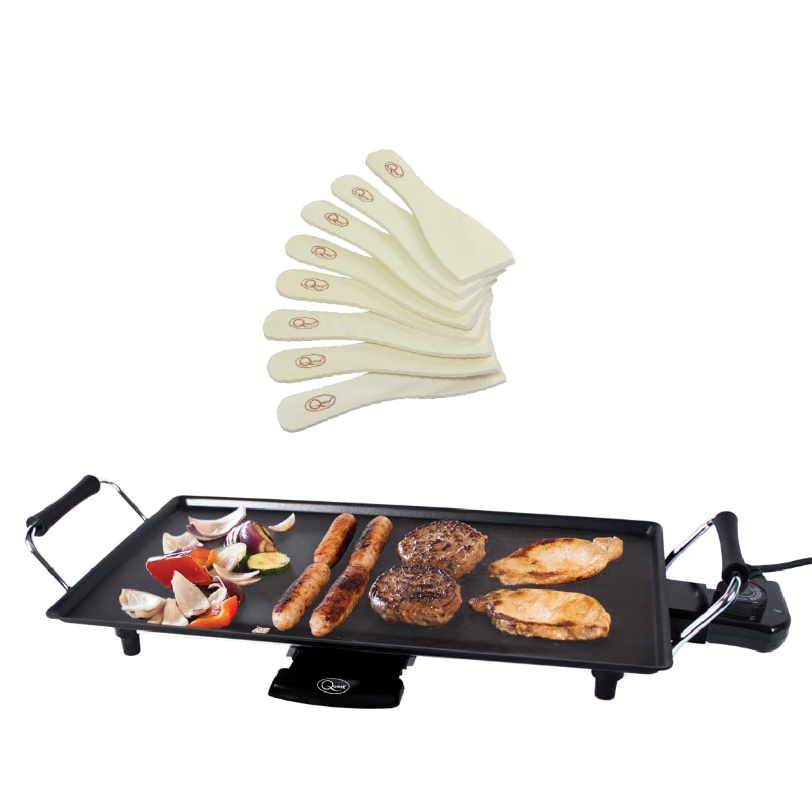 Quest 35490 Large Teppanyaki Grill/Non-Stick/Adjustable Thermostat/Accessories Included/Ideal for Dinner Parties