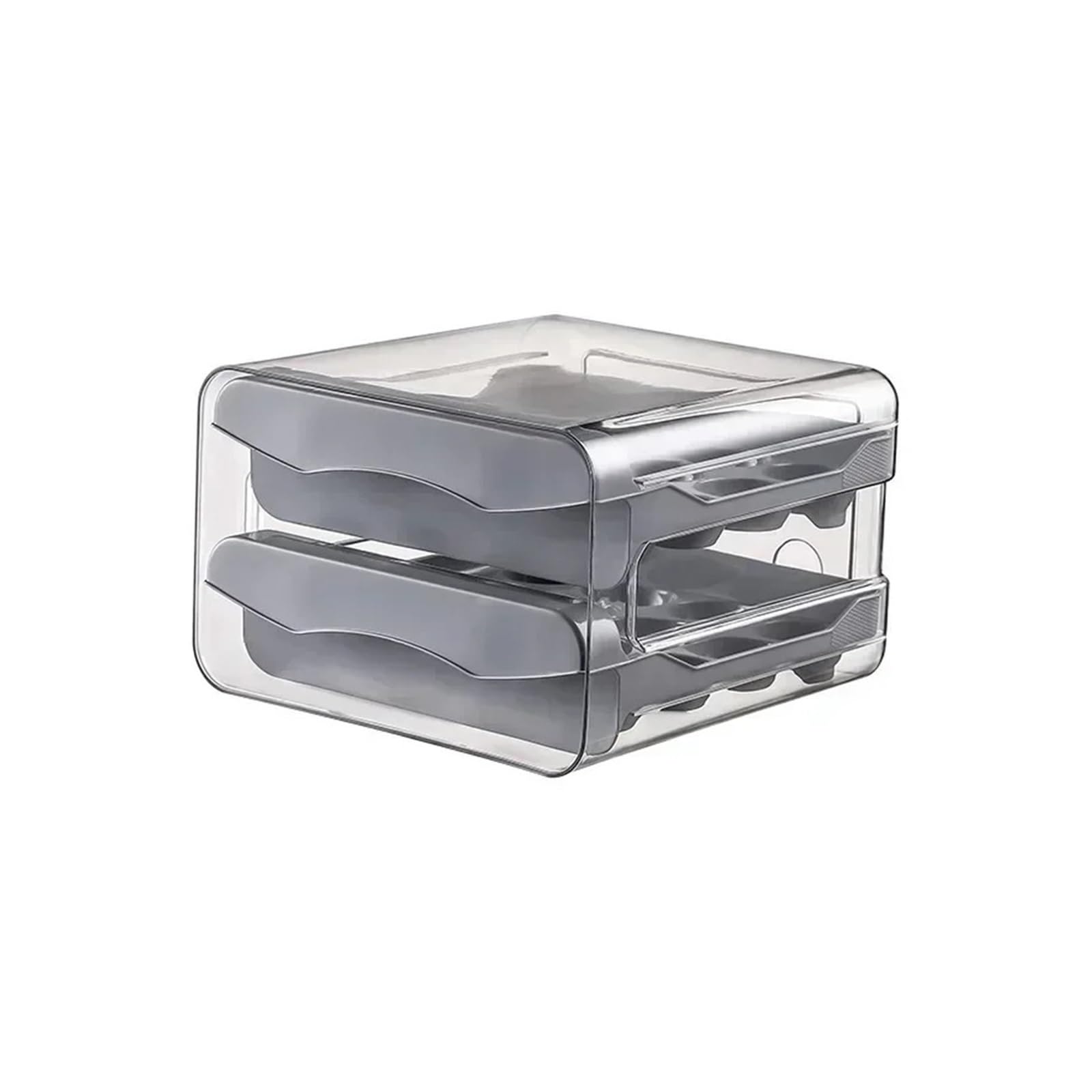 HXPFVCBHS Egg Storage Box With Automatic Rolling Egg Rack, Double-layer Drawer-style Storage Box.(Grey)
