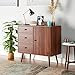 Homfa Wide Dresser with 3 Drawer Chest and 1 Side Cabinet, 31L inch End Table Nightstand, File Storage Organizer Shelves, Accent Wood Frame Home Office, Walnut Brown