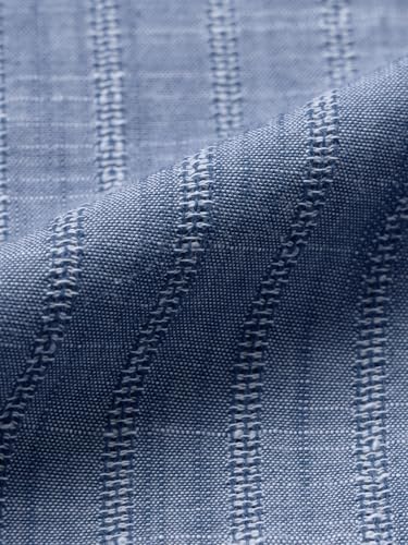Image of The Souled Store Textured Shirt: Blue Haze Men and Boys Long Sleeve Spread Collar Blue Solid Textured Lightweight Easy to Style Everyday Office Wear Cotton Relaxed Shirt