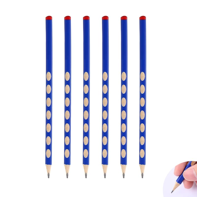 Yukesaky 6 Pack Triangular HB Pencils - Ergonomic for Left and Right Handed