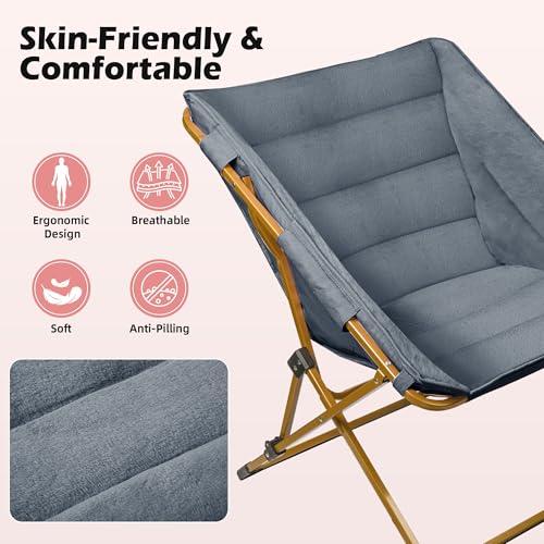 Sillón Plegable Tela Peluche Gris miniatura 5