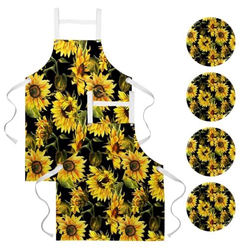 Tabliers de cuisine tournesol avec broches lot de 2