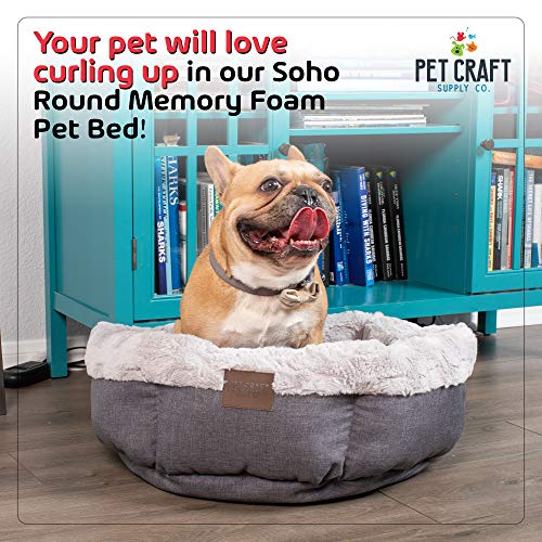 Pet Craft Machine Washable Memory Foam Donut Cuddler Calming Style Small Dog Bed, Grey