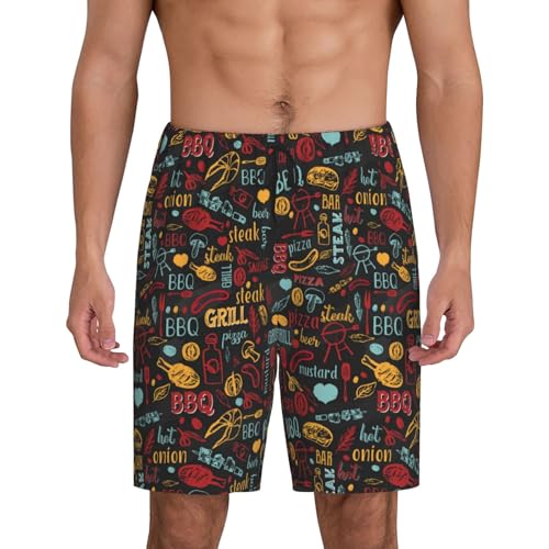 Mens Pajama Pants - BBQ Barbecue Grill Sleep Shorts Mens Pajama Shorts, Comfy Pj Pants for Mens Lounge Shorts3