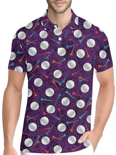 Image of PAGYMO Funny Golf Shirts for Men Crazy Printed Pattern Novelty Moisture Wicking Performance Mens Polo Shirt