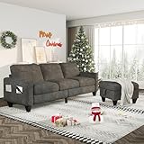 Lonkwa 78'' Convertible Sectional Sofa Couch, Grey 3 Seat L-Shaped Couch with Storage Ottoman, Modern Snowflake Velvet Couches for Living Room, Apartment, Office, Small Space