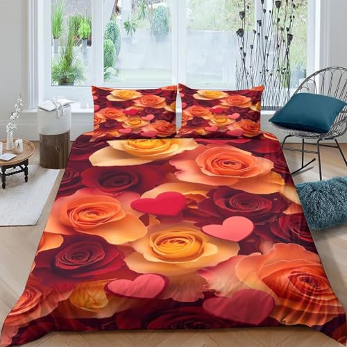Housse de couette roses romantiques impression 3D hypoallergénique - 4
