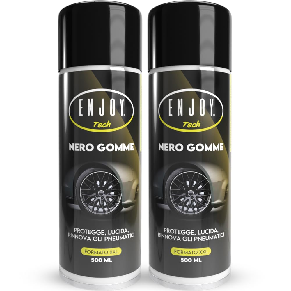 ENJOY TECH Professionelle, schwarze Autoreifen, professioneller Glanz für Autoreifen, schwarz für Autoreifen, schützt Reifen und Dichtungen von Auto und Motorrad, 500 ml (4)