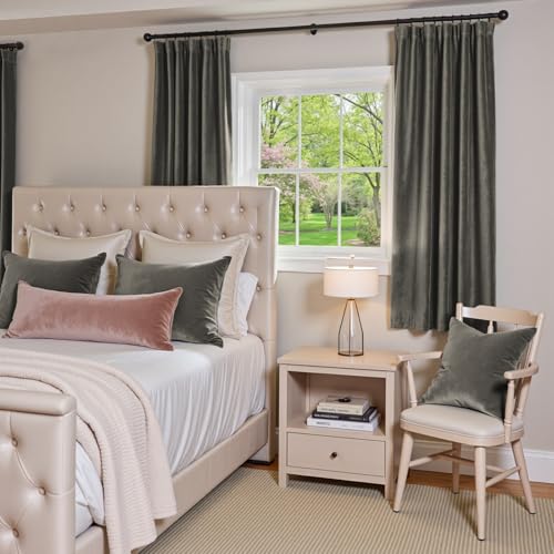Image of Grey Velvet Curtains Modern Luxury Rod Pocket 52x72 Inch 2 Panels | Soft Velvet, Room Darkening, For Small Windows, Kitchens & Bathrooms, Light Shifting Texture, Elegant Drape, Cozy