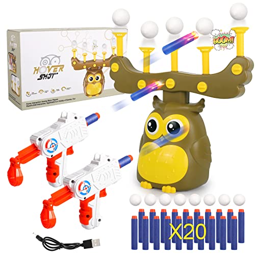 STOTOY Shooting Game Toys for Age 4 5 6 7 8 9 10 10+ Kids Boys, Floating Ball Target with 2 Blaster Guns/8 Foam Balls/20 Darts, Shooting Practice Fun Toy Gift for Birthday, Compatible with Nerf Toys
