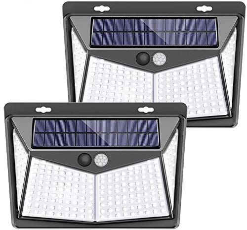 Solar Lights Outdoorã€208LED/3 Modeã€‘, SEZAC Sensor Solar Lights Outdoor 270Â° Wide Angle Lighting Solar Motion Sensor Lights Wireless IP65 Waterproof for Yard, Garage, Deck, Pathway, Porch (2 Pack)