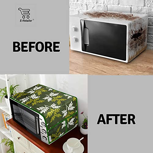 Image of Polyester 3-Layered Microwave Oven Top Cover With 4 Utility Pockets Suitable for Upto 30 Liter (Color- Green, Size-36x14 Inches)