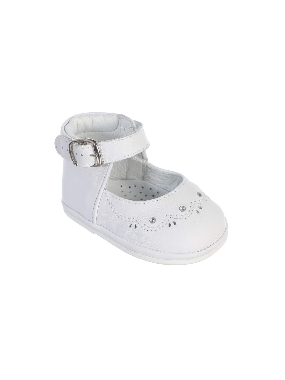 Dempsey Marie Girl's T-Strap Ankle Strap High Top Baptism Special Occasion Leather Shoes - Ankle Strap w/Scallop Stitch 1