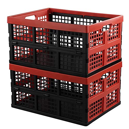 La mejor comparación de Huacales los preferidos por los clientes. 45 Hespama Cajas Plegables de 35 Cuartos, Contenedor de Almacenamiento Plegable de Plástico Rojo, Cestas de Leche, Paquete de 2