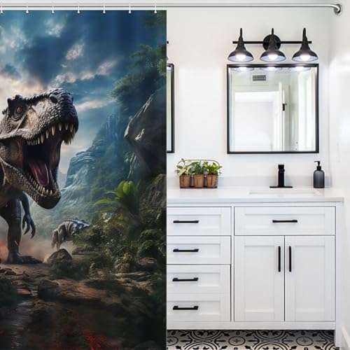 Rideau de douche dinosaure en polyester résistant pour la maison - 5