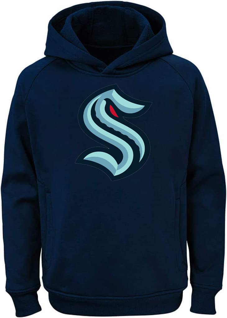 Outerstuff NHL Youth 8-20 Team Color Performance Primary Logo Pullover Sweatshirt Hoodie, Seattle Kraken Navy, 8 โ image 1