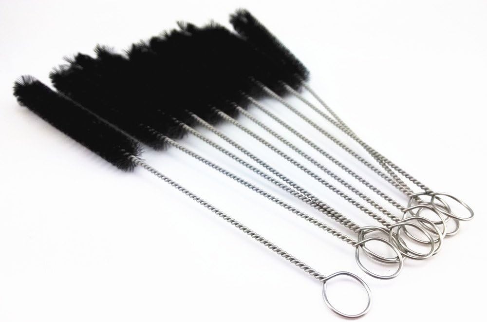 yueton?Pack of 10 Black Nylon Tube Pipe Nozzle Brush Dia 10mm with Wire Loop Handle