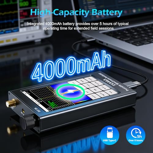 Image of AURSINC Portable Spectrum Analyzer SSA463, 35MHz - 6.3GHz Frequency Analyzer, RF Signal Generator with 4.3 inch Touchscreen, Built-in 30dB Precision Attenuator for RF Testing, Harmonic & Signals Analysis