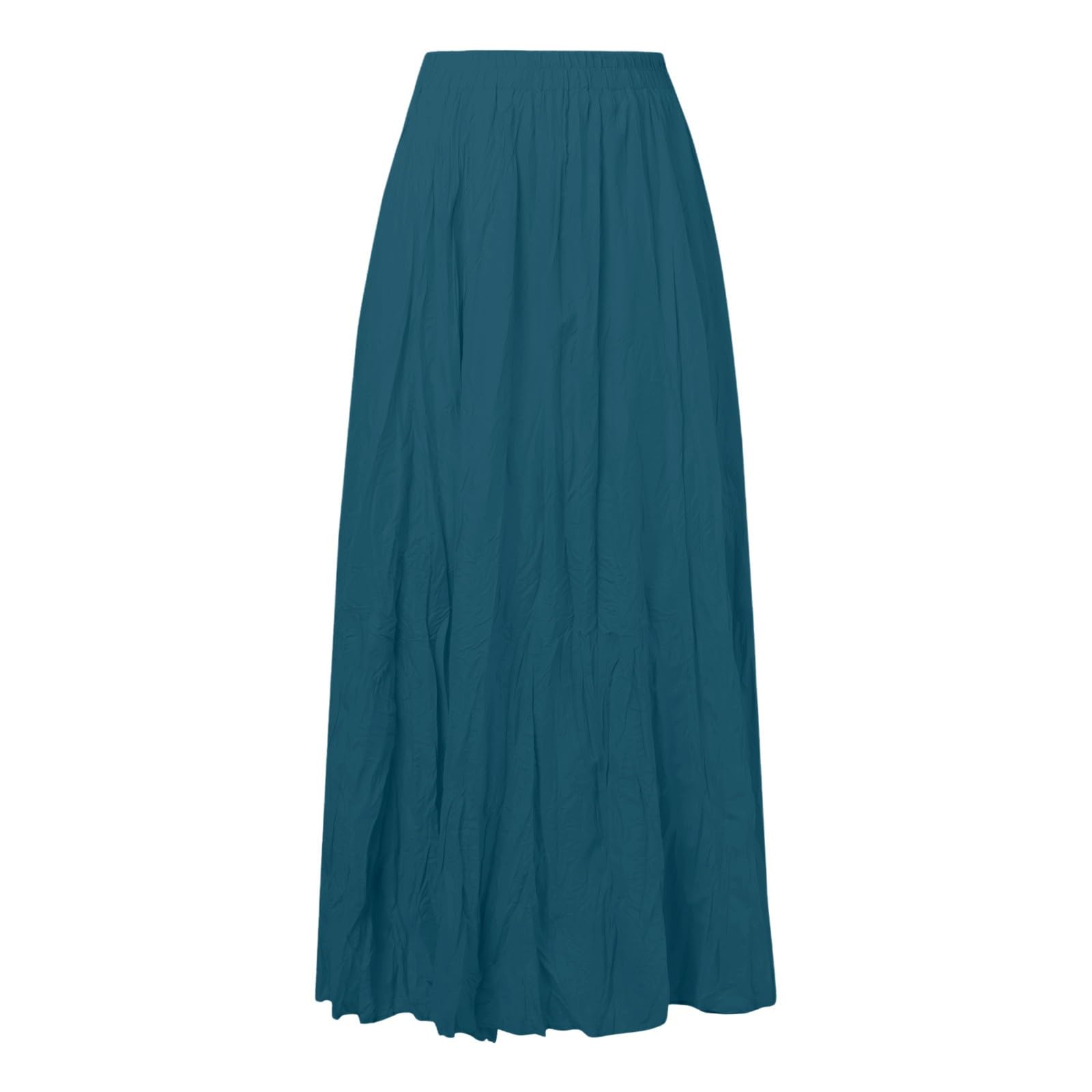 Moda Damska Casual Wysoka Talia Plisowana Sukienka Jednokolorowa Luźna Spódnica Plażowa Maxi Długa