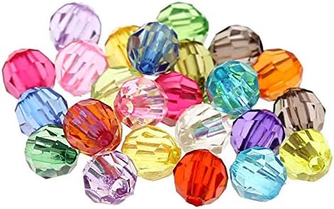 1000 Acrylic Round Faceted Beads 6mm Multicolor Beads with 1mm Hole - Very Small