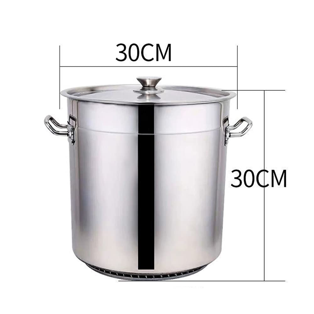 Duży garnek do gotowania, garnek bulionowy 30 cm z pokrywką ze stali nierdzewnej, garnek do zupy o grubym dnie, garnek do zupy o dużej pojemności, do gulaszu, zupy, gulaszu wołowego