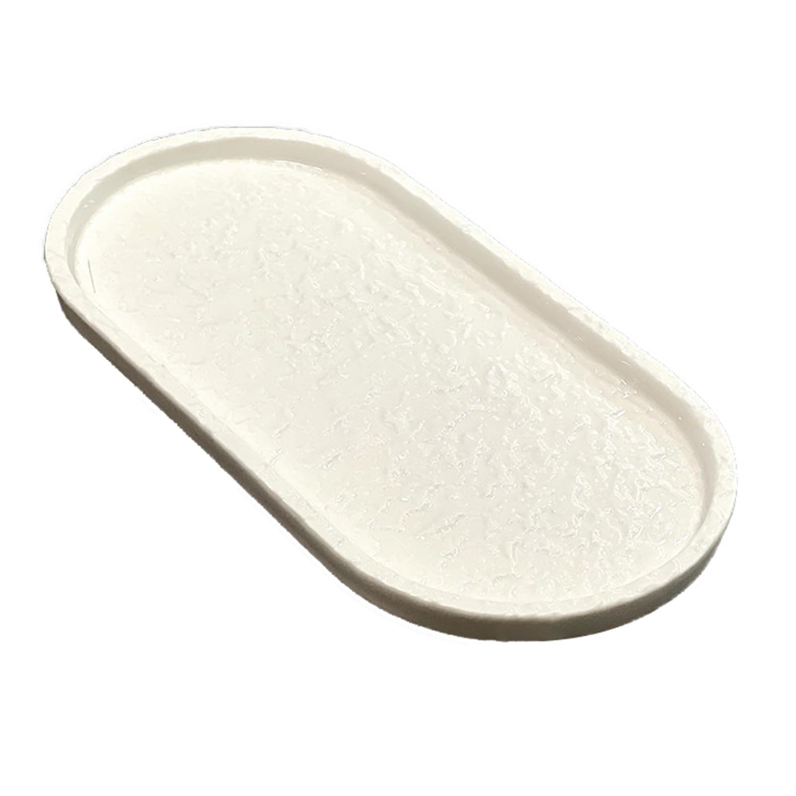Ceramic Tray,Oval-shaped Toiletries Organizer,Aromatherapy,Suitable for Hotels and Bathrooms(White,30.5x15x2cm)