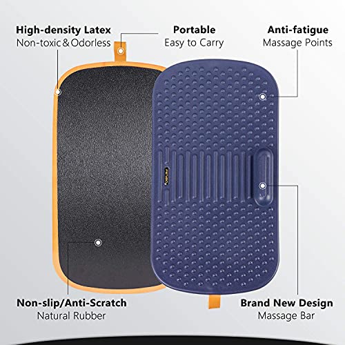 Image of FEZIBO Standing Desk Mat with Anti Fatigue Bar, Wooden Wobble Balance Board with Ergonomic Design Comfort Floor Mat