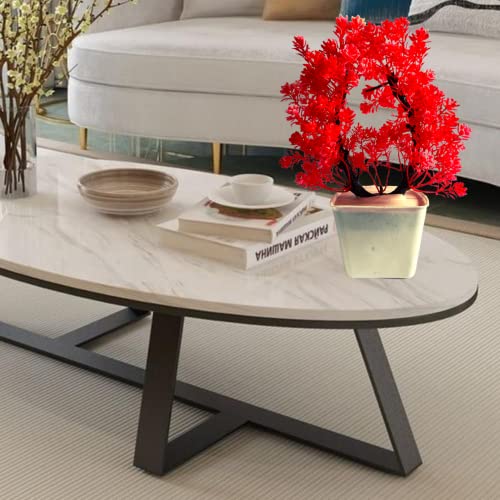 Image of Artificial Red Plant Set for Decoration with Pot Combo of 2PCs Artificial Forest Bonsai Plant with Plastic Pot for Home Decoration Office Table Greenery Room Home Decor Plants 25Cm plastic plants / Fake Plants(Design4)
