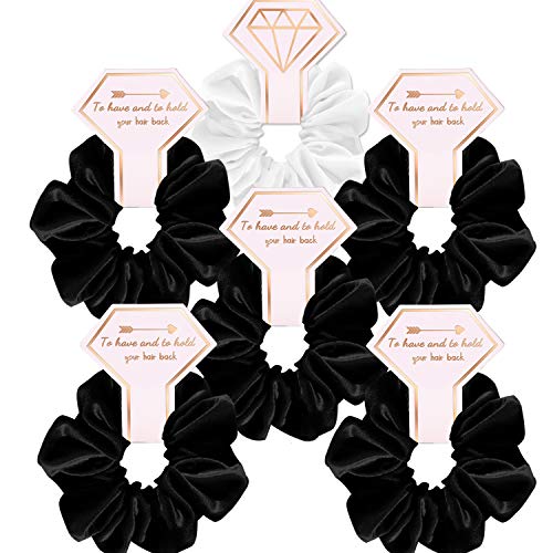 Bridesmaid Scrunchies 6 Pcs Velvet Elastics Hair Tie Bobbles Soft Hair Bands for Bridal Party,Bachelorette Party Favors Bridesmaid Proposal Gifts To Have and To Hold Your Hair Back 1 white+ 5 Black