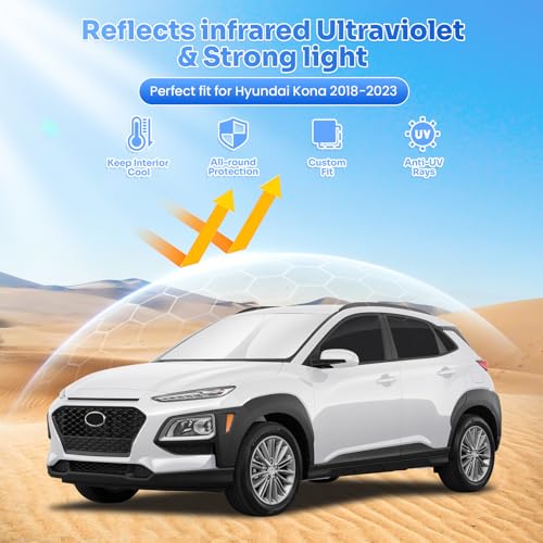 Image of Canvcle Window Shades for 2018-2023 Hyundai Kona Accessories Windshield Sun Shade Side Rear Window Covers Sunshade Sun Visor Shield Privacy Protection for Camping Keep Vehicle Cool Black 8PCS
