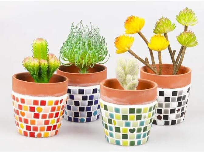 Miniatura 9 de 500 mosaicos cuadrados de cerámica de 1.1 libra, 0.4 x 0.4 pulgadas hechos a mano, micro mosaicos creativos para arte de bricolaje y decoración del