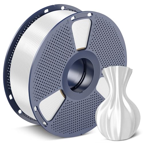Image of SUNLU Silk PLA Filament 1.75mm, Neatly Wound Shiny PLA 3D Printer Filament, Dimensional Accuracy + /- 0.02mm, Fit Most 3D Printers,Good Vacuum Packaging, 1kg Spool(2.2lbs), Silky White