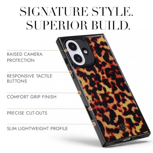 Image of COCOMII Rectangle for iPhone 16 Case, Amber Tortoiseshell