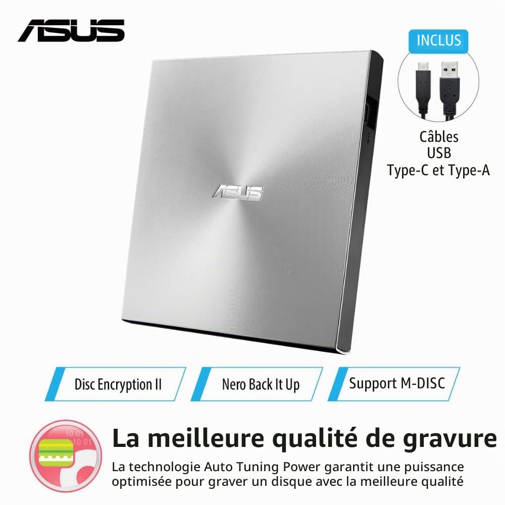 ZenDrive U9M | DVD?RW Argent lecteur de disques optiques