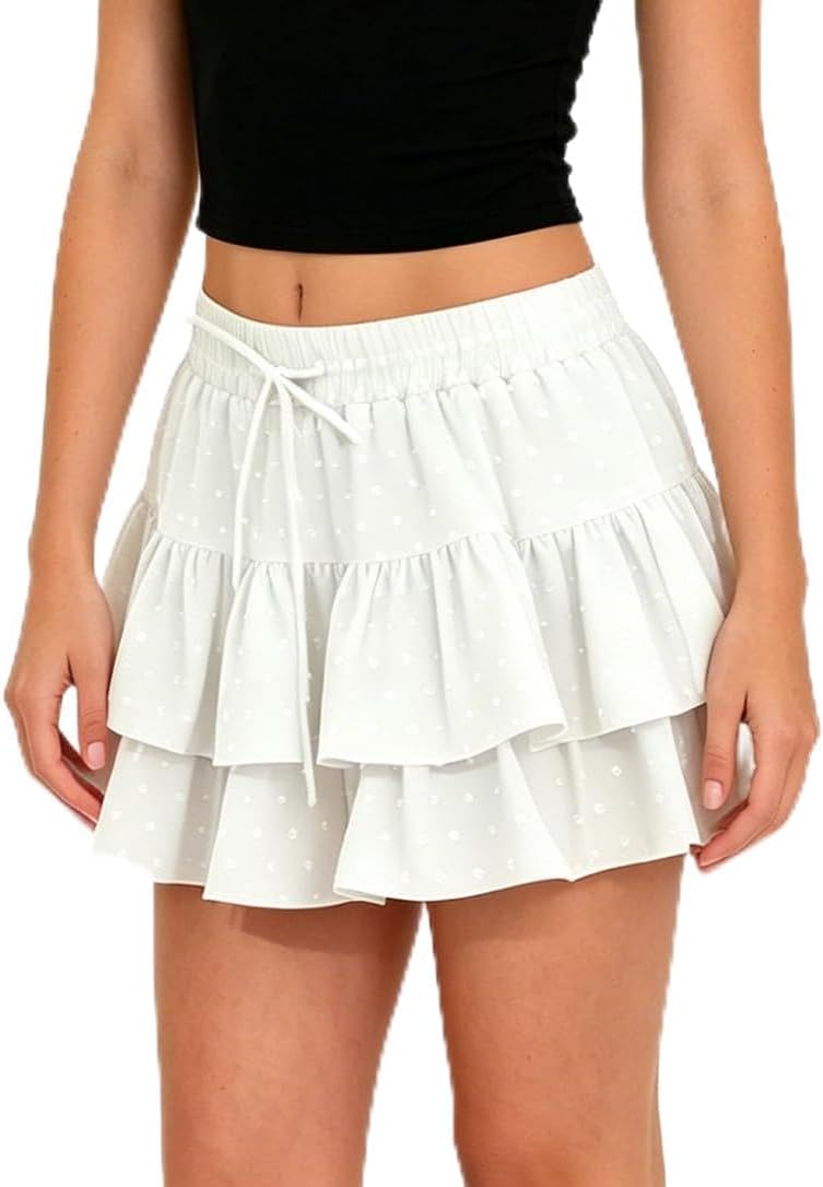 Flowy Shorts for Women Boho Ruffle Skorts Summer Mini Skirts Beach Tennis Golf Skort