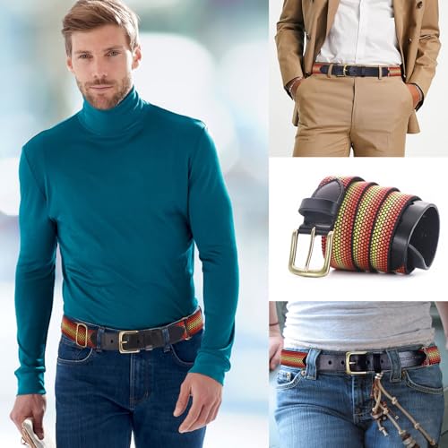 Mens Colorful Web Belt - Adjustable Golf Belt Gifts For Men & Women 1.25" One Size Fits All Boys and Girls Casual Dress Pants Shirts 6