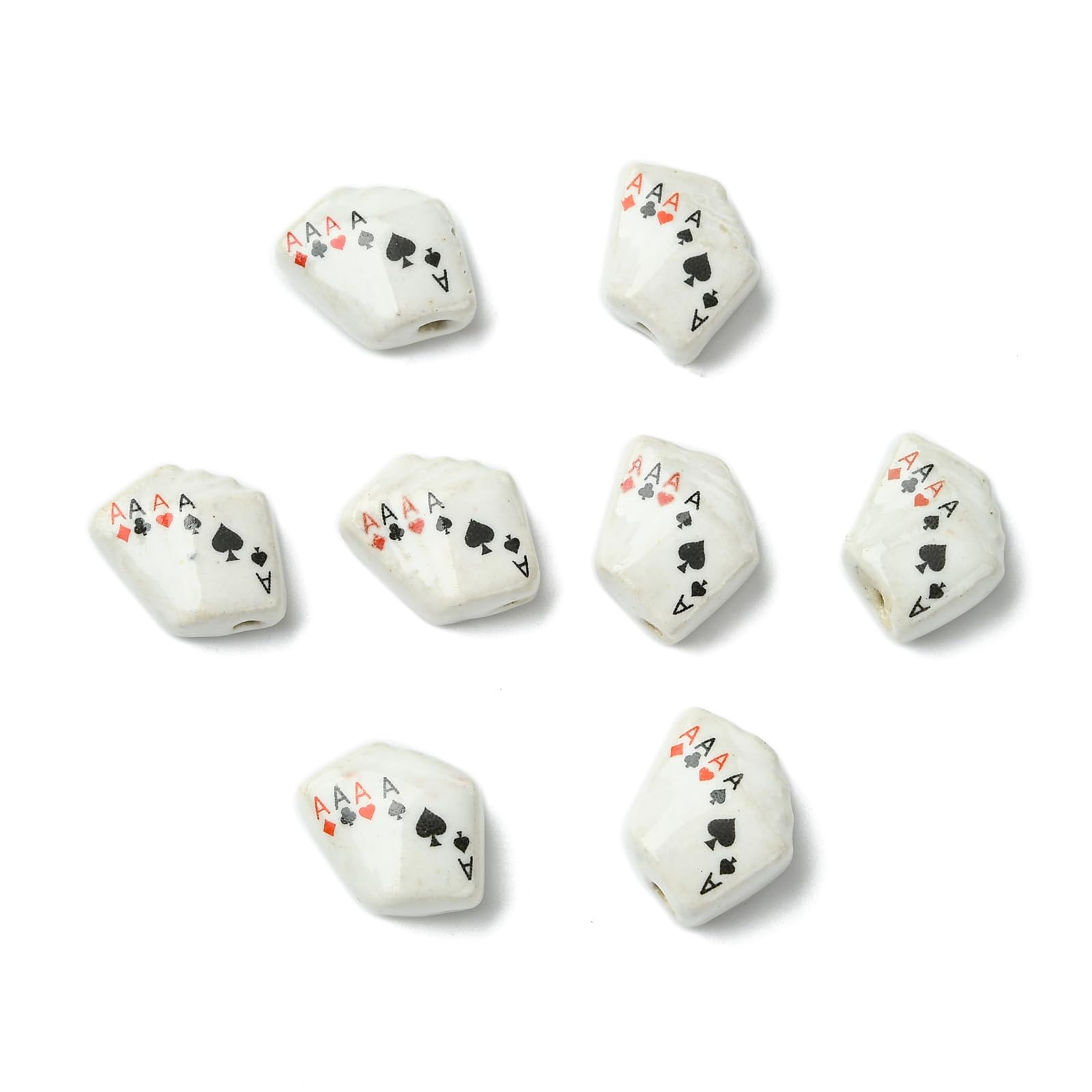 UR URLIFEHALL 8 Pcs Playing Card Porcelain Beads Handmade Poker Card Ceramic Beads for DIY Bracelet Necklace Crafts Jewellery Making