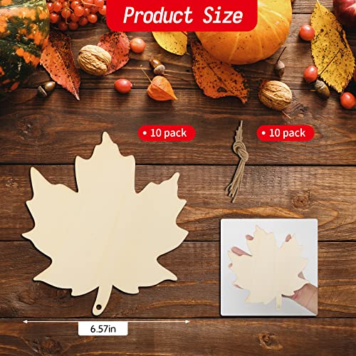 Large Size 7Inch Woodenthanksgiving Ornaments To Paint, Diy Blank Unfinished Maple Leaf Wood Ornament For Crafts Autumn Hanging Decorations School Decoration(10Pcs) #TOP6