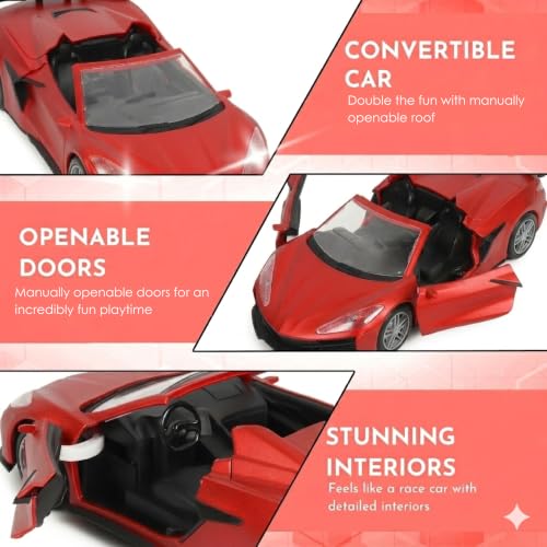 Image of Convertible Remote Control Car for Kids | Rechargeable RC Car with 2+ Hours Playtime | Manually Openable Doors & Roof | Made in India (Matte Red)