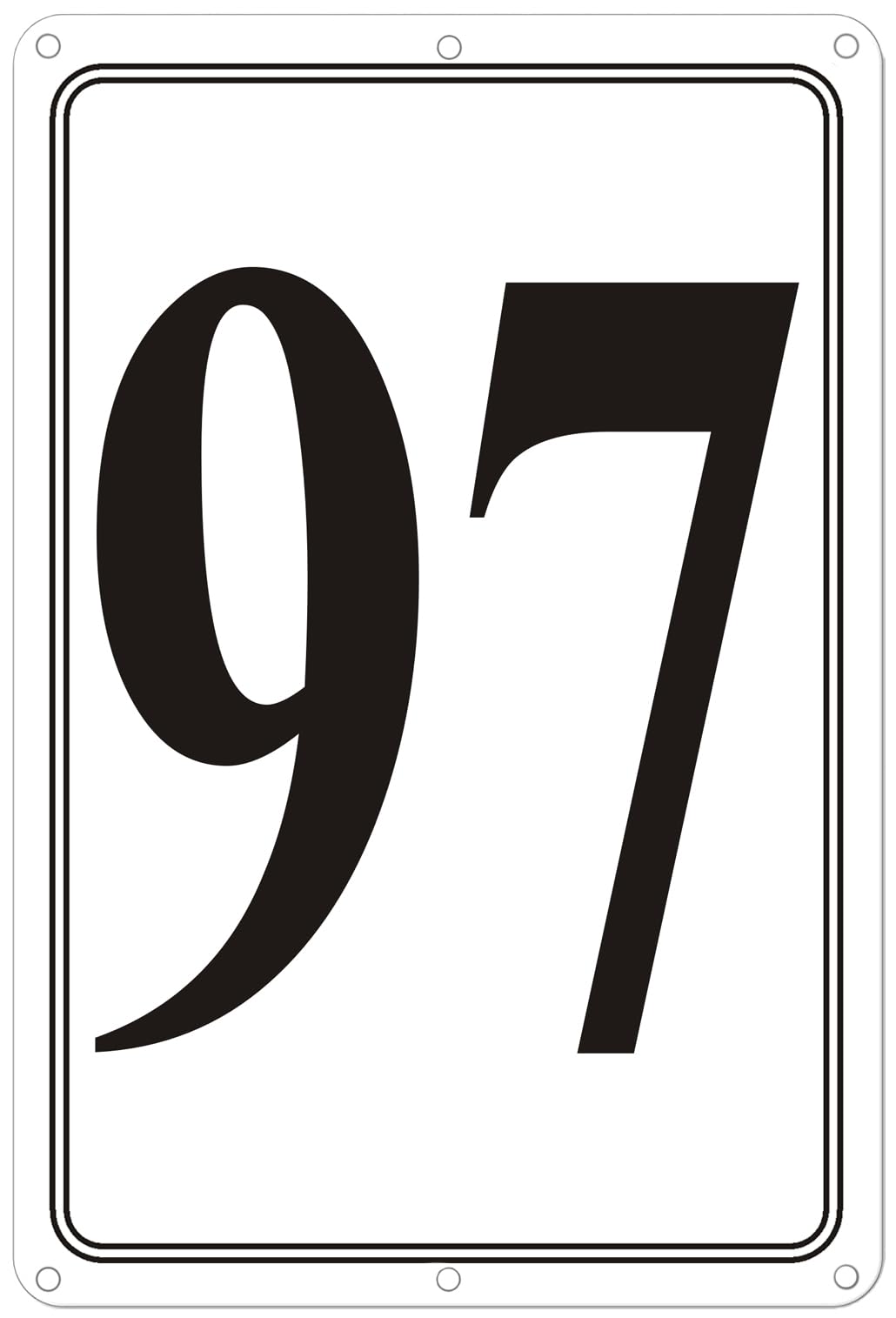 Premium Aluminum Number Signs 97, Metal 12" X 8" Numbered Signs Outdoor for Parking Lots, Floor, Dock, Court, Aisle, Field, High Visibility, No Fade, Weather-resistant