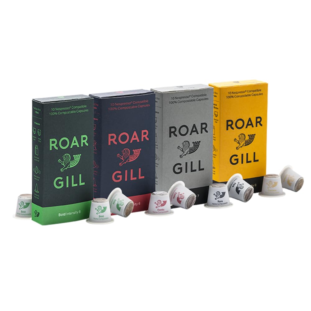 Sponsored Ad – Starter Variety 40 Compostable Coffee Pods, compatible with Nespresso Original Machines – Intensity Level 8 – Dark chocolate, treacle, vanilla – 100% Plastic-Free & Home Compostable